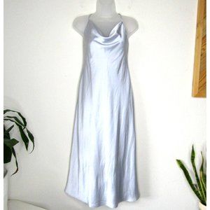 Show Me Your Mumu Verona Cowl Dress Medium Silver Blue Luxe Satin Nwot